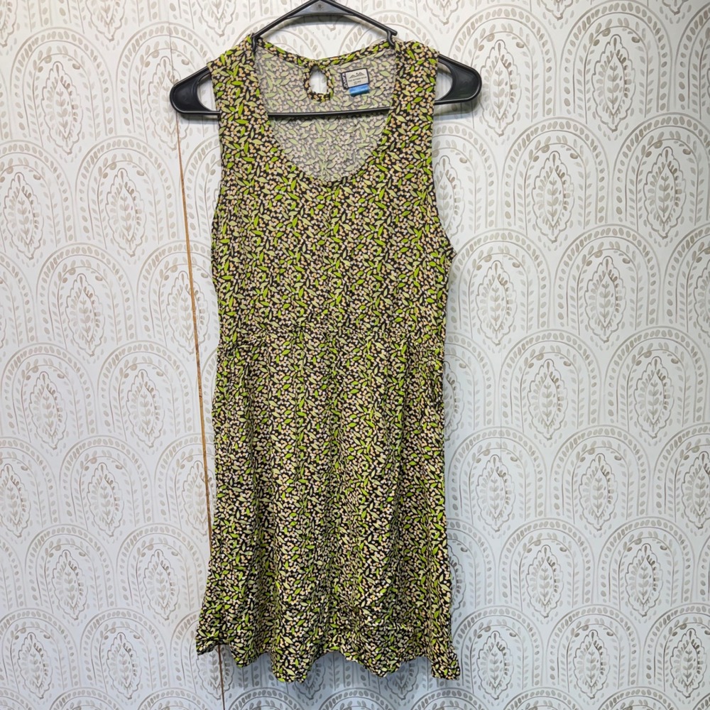 Kavu Sleeveless Dress Womens Large Green Leaf Print Viscose Casual Outdoor